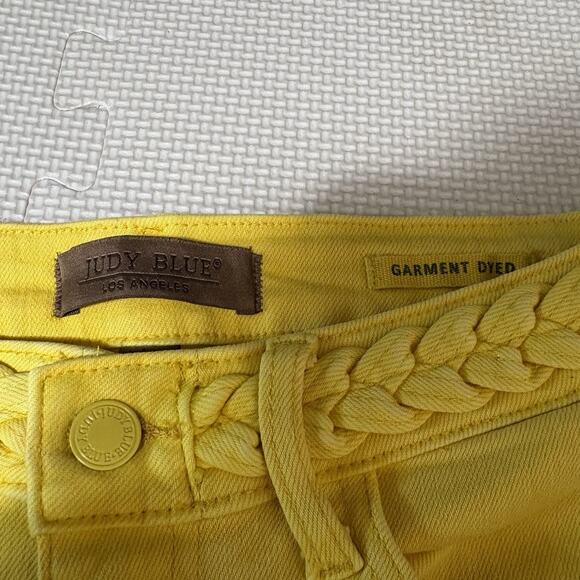 Judy Blue Womens Yellow Braided Waist Cropped Wide Leg Jeans Size 5/27 Preppy - Picture 6 of 14
